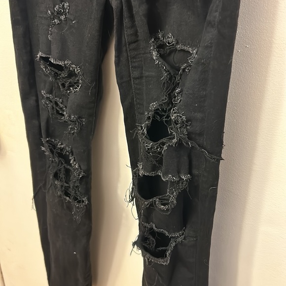 American Eagle Women’s Distress Jeans Black Size 00 Short - Picture 2 of 7